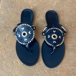 Jack Rogers Navy and Gold Jelly Thong Sandal